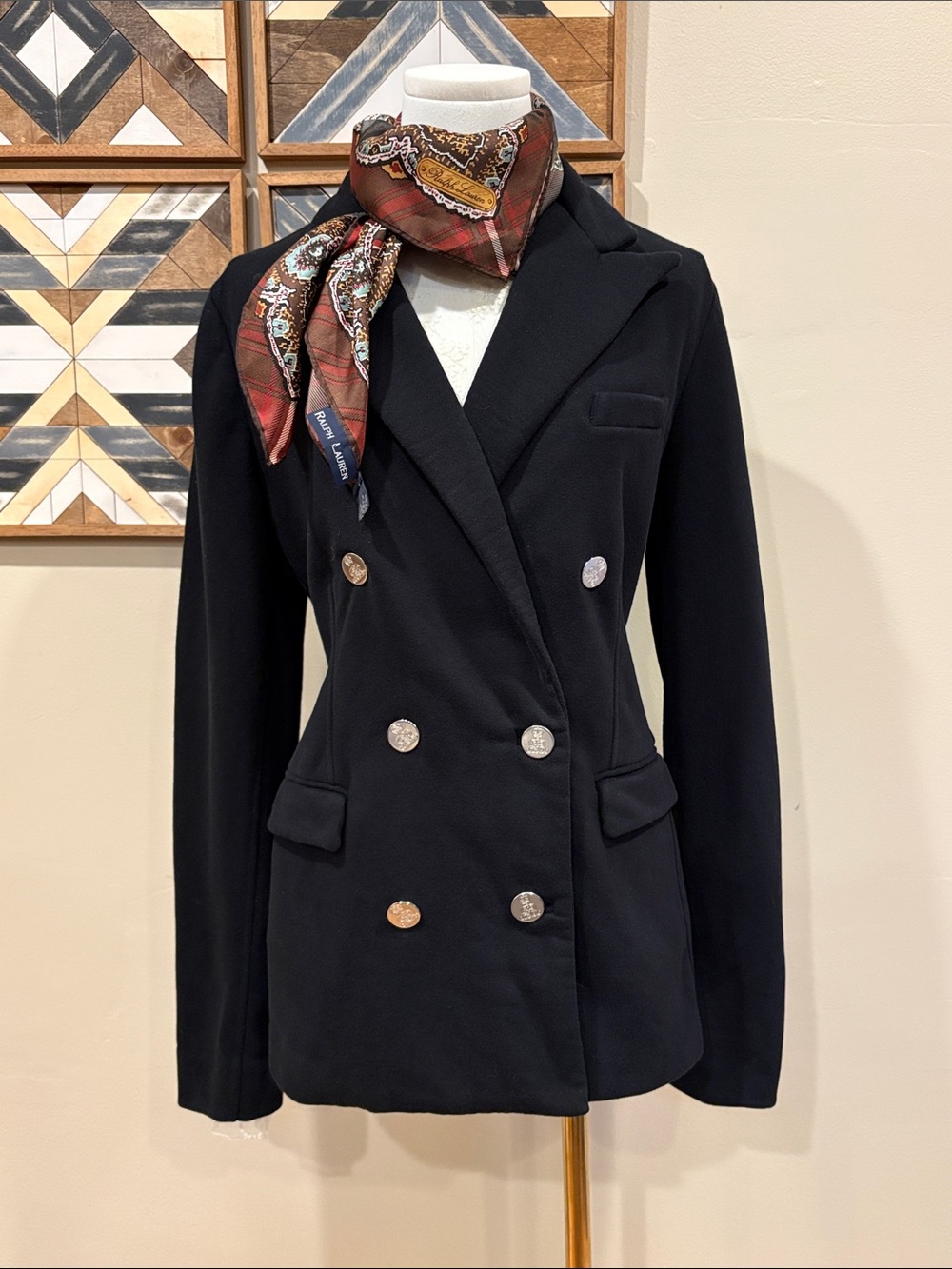 Ralph Lauren Collection Black Camden Double-Breasted Blazer Jacket size Medium